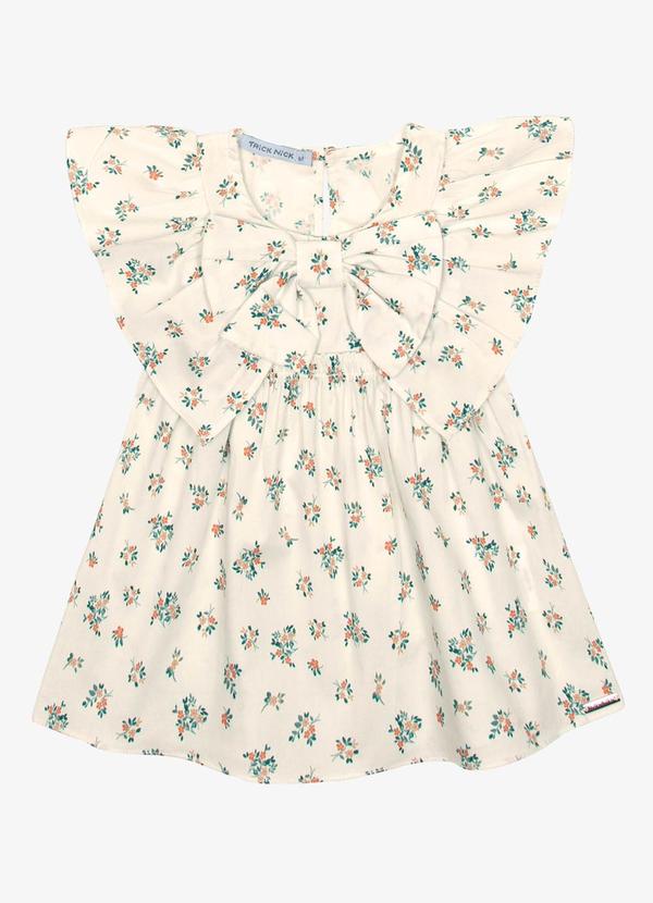 Vestido Infantil Popeline com Laço Bege