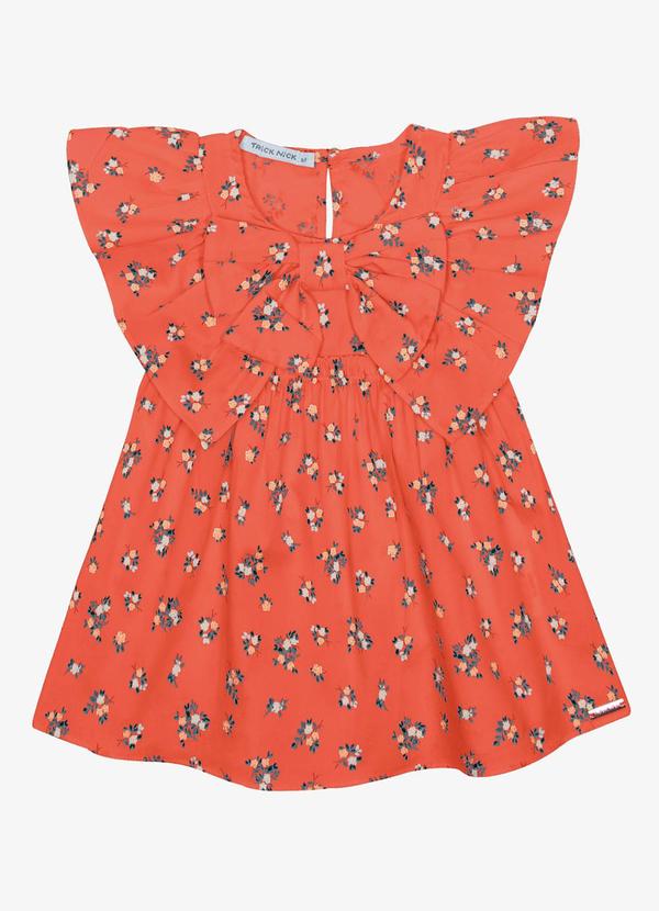 Vestido Infantil Popeline com Laço Laranja
