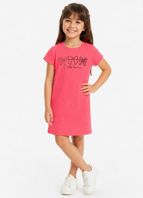 Vestido Infantil Ribana Canelada e Rosa