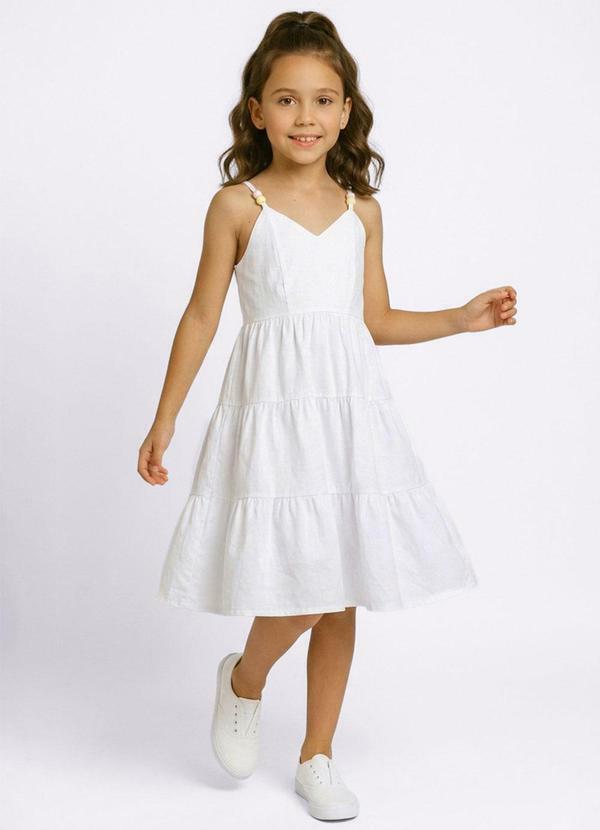 Vestido Infantil Sarja Três Marias Branco