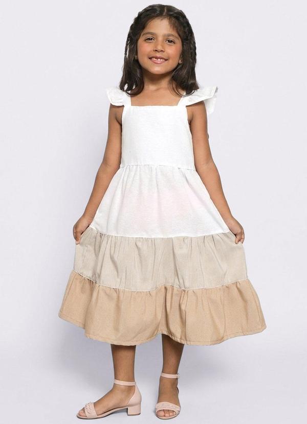 Vestido Infantil Sarja Três Marias Branco