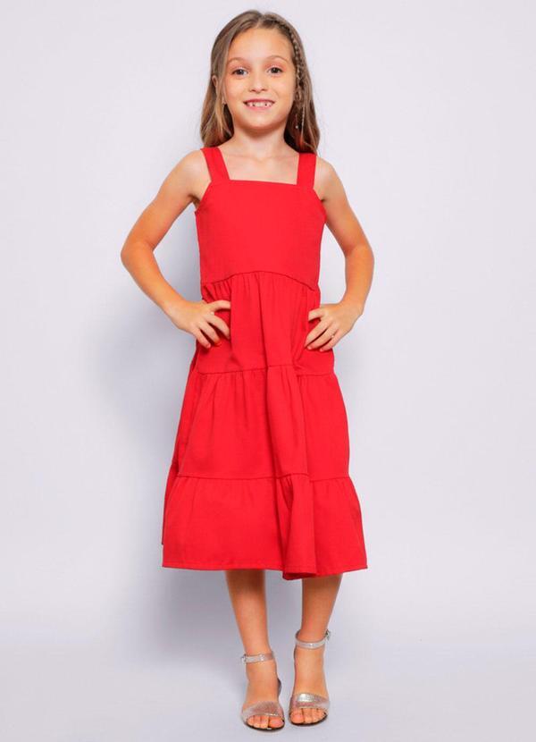 Vestido Infantil Sarja Três Marias Vermelho