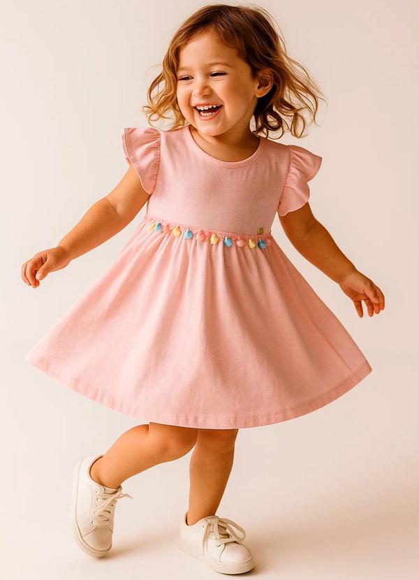 Vestido Infantil Verão com Franjinha Iaia Rosa