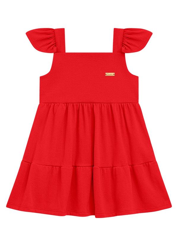 Vista 2 Vestido Infantil Vermelha Duduka Duduka