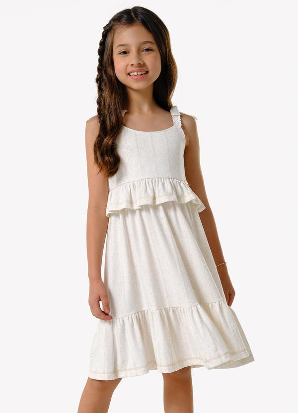 Vestido Infantil Viscolinho Lurex Bege