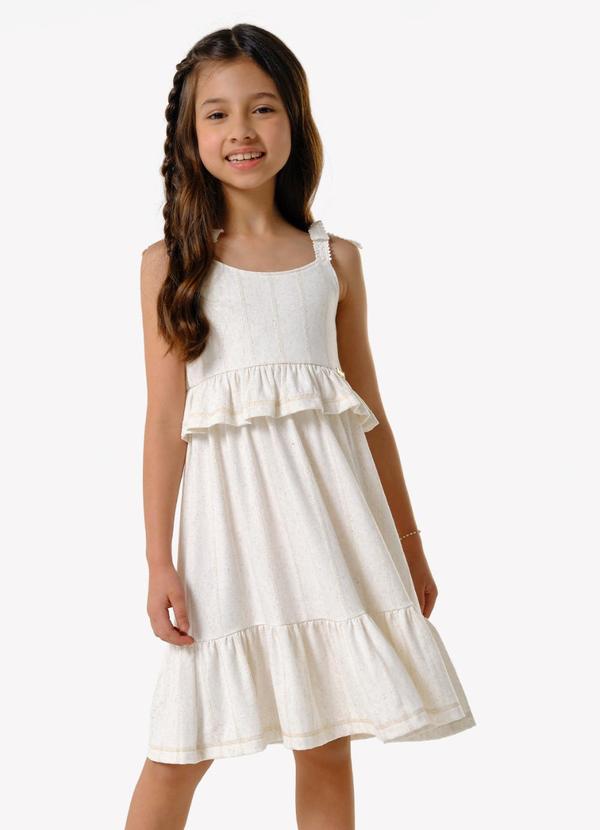 Vestido Infantil Viscolinho Lurex Bege
