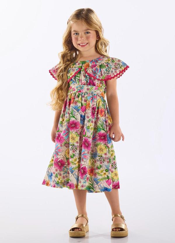 Vista 2 Vestido Infantil Viscose e Linho Branco Up Baby Up Baby
