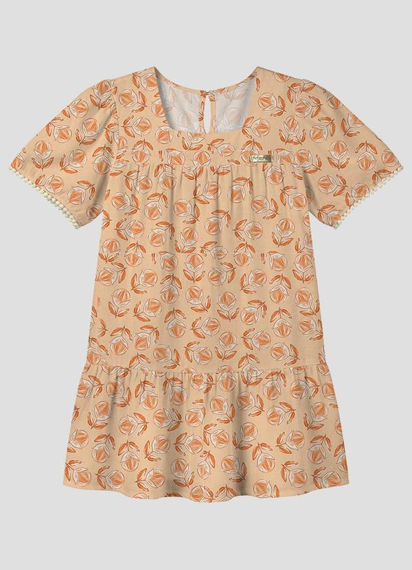 Vestido Infantil Viscose Estampado Amarelo
