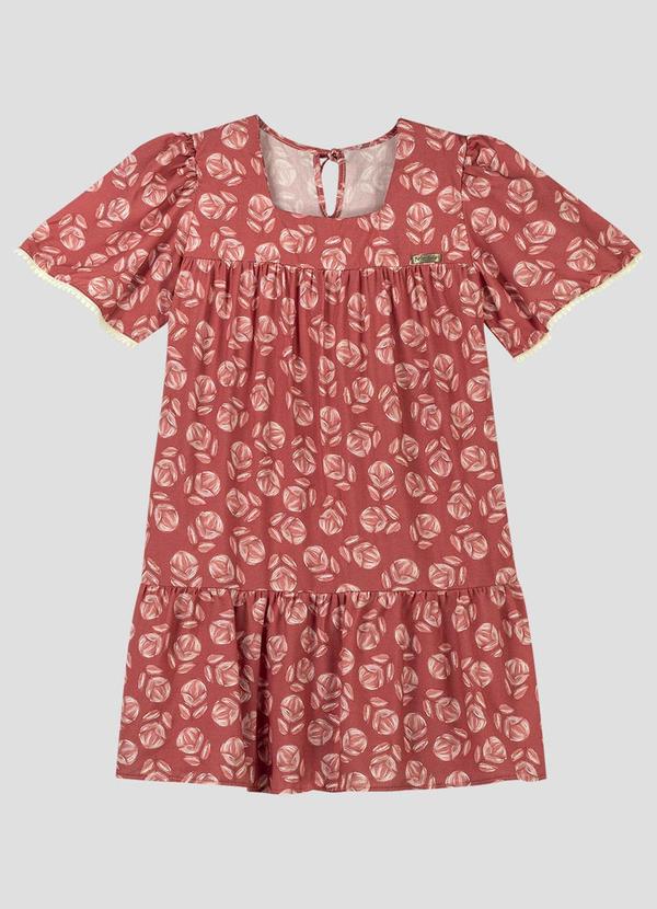 Vestido Infantil Viscose Estampado Vermelho