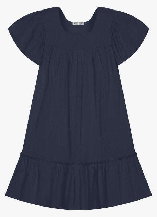 Vestido Infantil Viscose Liso Azul