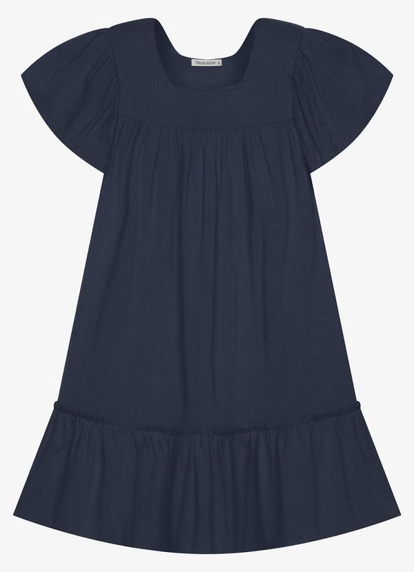 Vestido Infantil Viscose Liso Azul