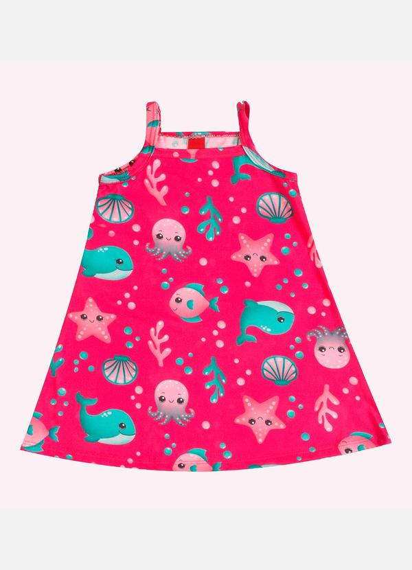 Vista 2 Vestido Infatil Menina em Algodão Rosa Kyly Kyly