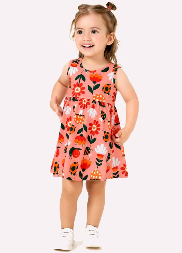 Vista 2 Vestido Infatil Menina Estampa Rosa Kyly Kyly