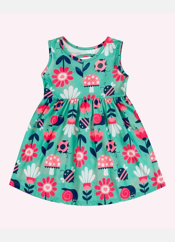 Vestido Infatil Menina Estampa Verde