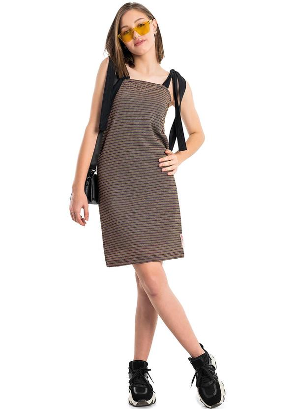 Vista 2 Vestido Juvenil com Alças em Tricot Marrom Gloss Gloss