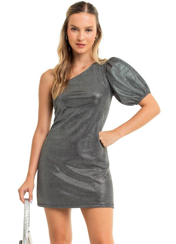 Vista 2 Vestido Juvenil com Brilho Preto Gloss Gloss