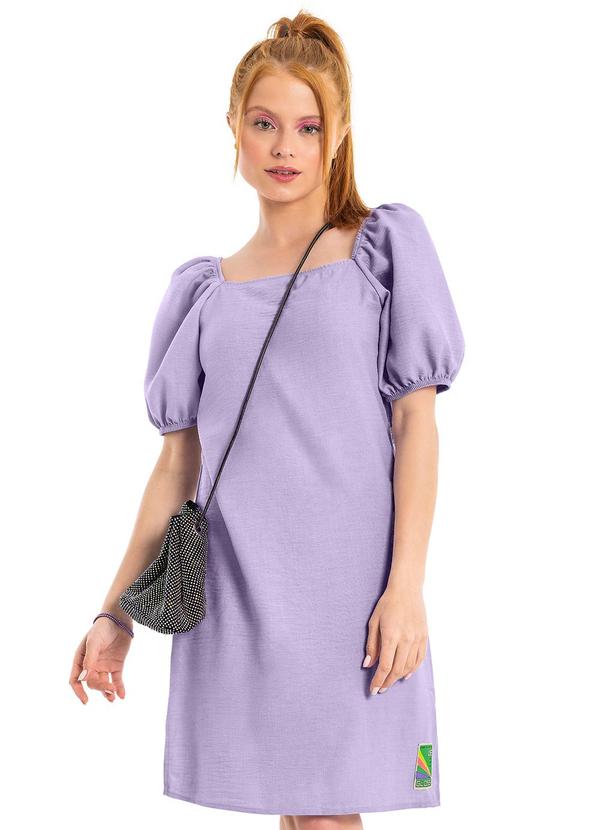 Vista 2 Vestido Juvenil com Manga Bufante Roxo Gloss Gloss