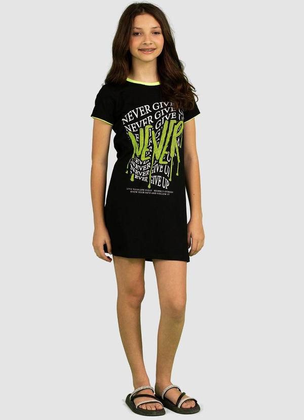 Vestido Juvenil Meia Malha Preto