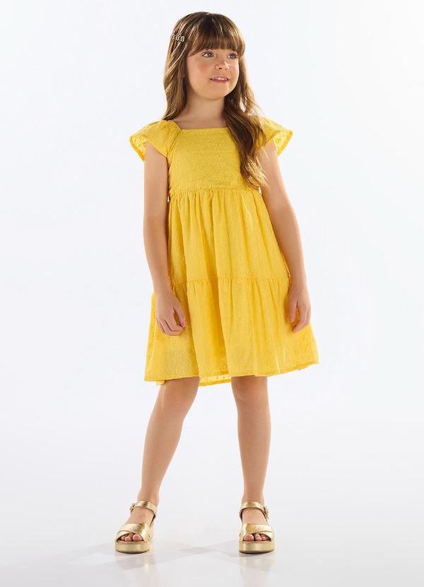 Vista 2 Vestido Laise Infantil Amarelo Quimby Quimby