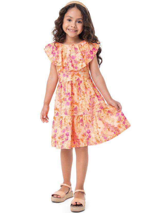 Vestido Laranja Marias Floral Menina