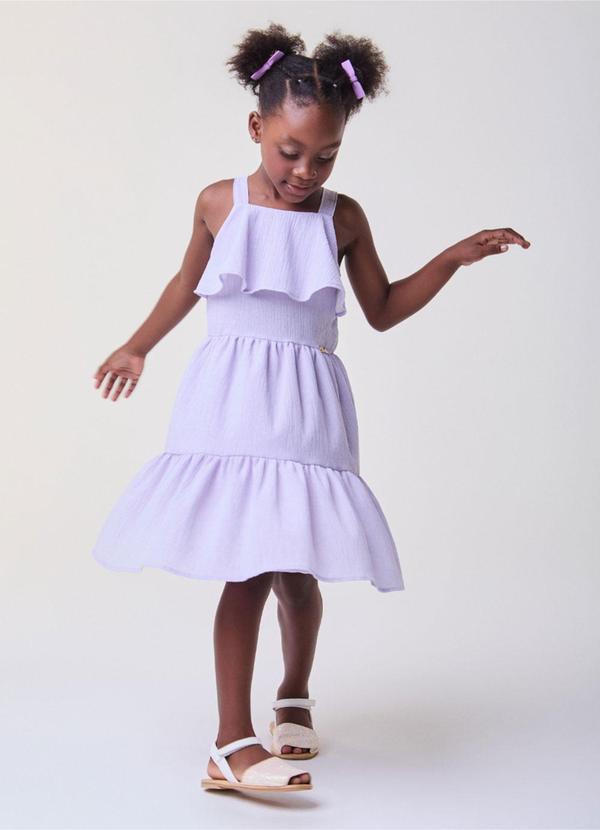 Vestido Lilás com Babados Lilás