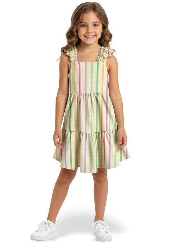 Vestido Listrado Acinturado Off White
