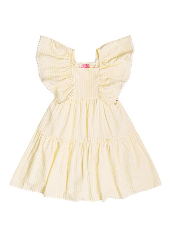 Vista 2 Vestido Listrado com Sianinha Amarelo Momi Momi