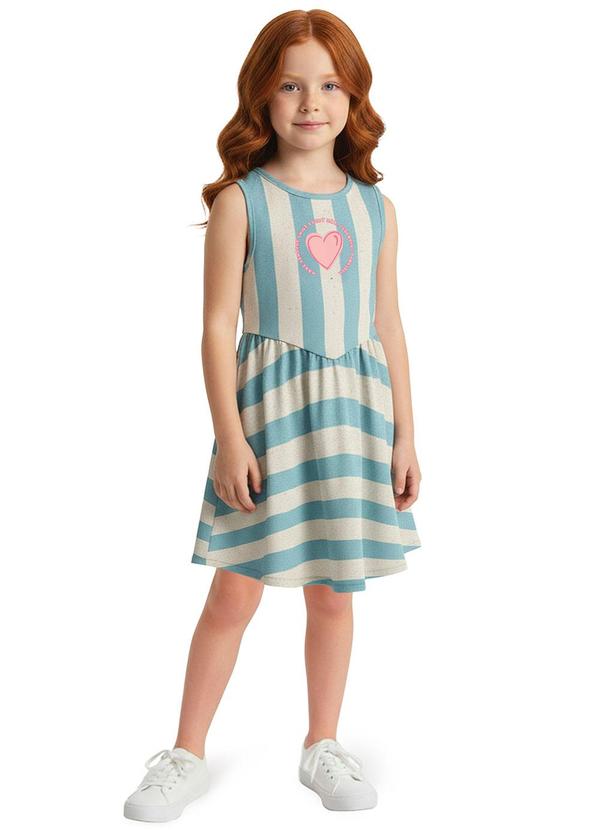 Vestido Listrado Rodado Azul Celeste