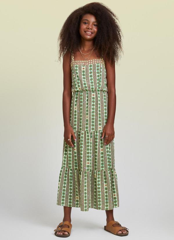 Vista 2 Vestido Longo Floral Verde Rosalie Rosalie