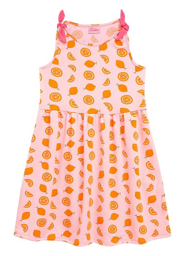 Vestido Malha Trabalhada Estampa Limão Rosa