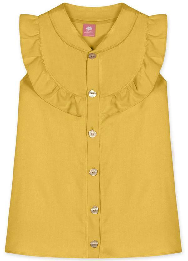 Vestido Manga Curta Feminino Bebê Amarelo