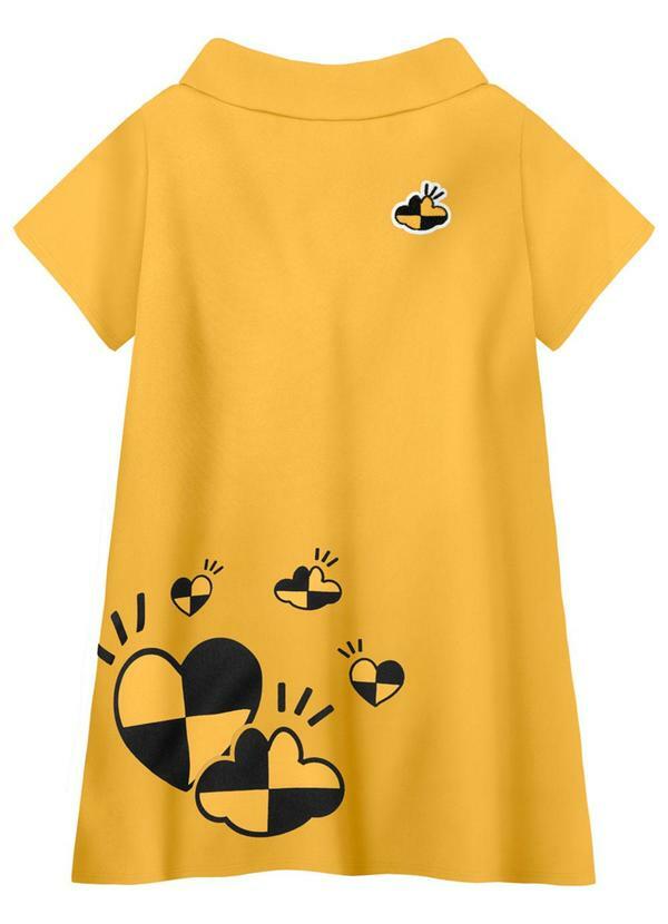 Vista 2 Vestido Manga Curta Menina Infantil Amarelo Lilica Ripilica Lilica Ripilica