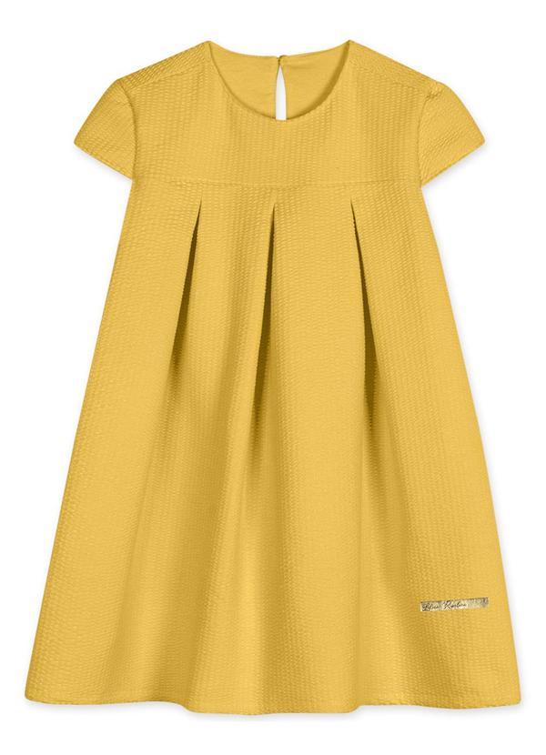 Vestido Manga Curta Infantil Feminino Amarelo