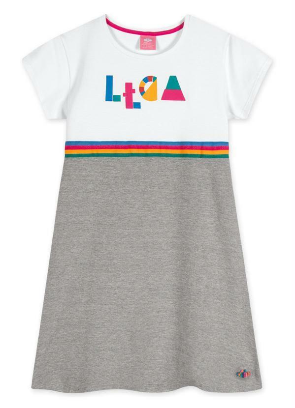 Vista 2 Vestido Manga Curta Infantil MeninaCinza Lilica Ripilica Lilica Ripilica