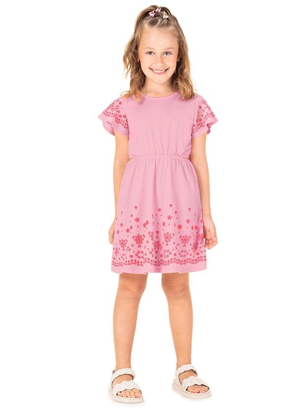 Vestido Manga Curta Infantil Feminino Rosa