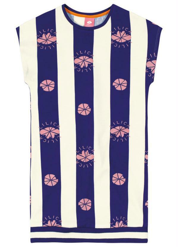 Vestido Manga Curta Malha Infantil Azul