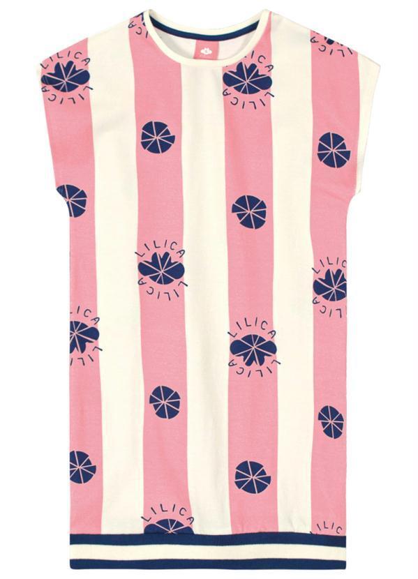 Vestido Manga Curta Malha Infantil Rosa