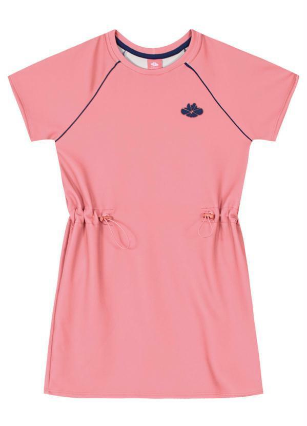 Vestido Manga Curta Malha Infantil Rosa