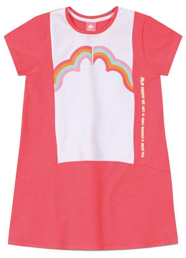 Vestido Manga Curta Malha Infantil Rosa