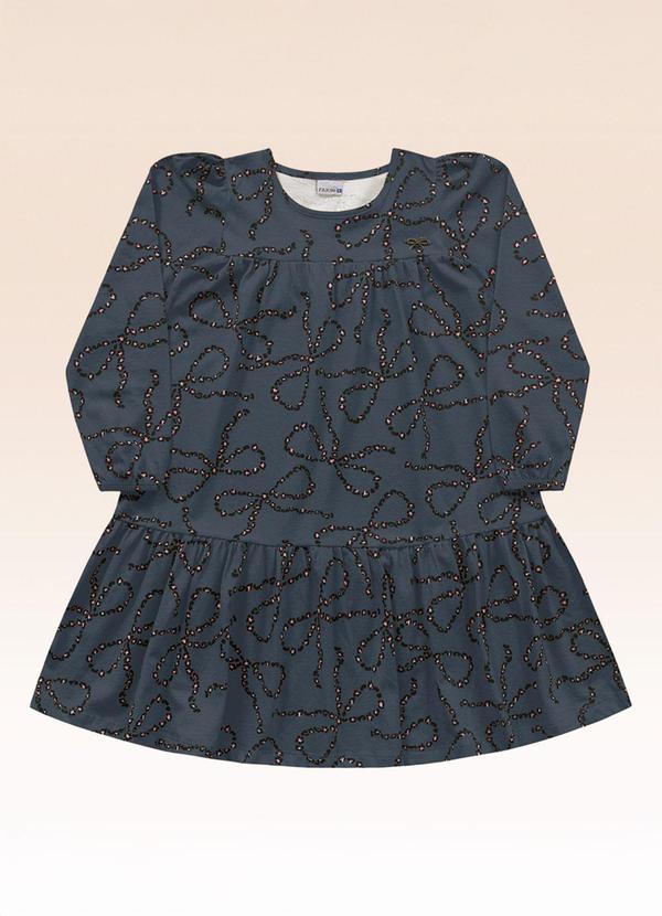 Vestido Manga Longa Azul