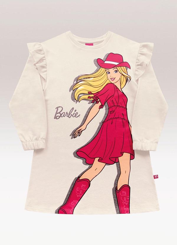 Vestido Manga Longa Barbie Bege