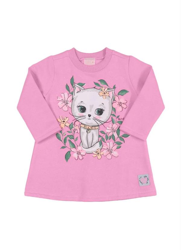 Vista 2 Vestido Manga Longa Bebê Rosa Quimby Quimby
