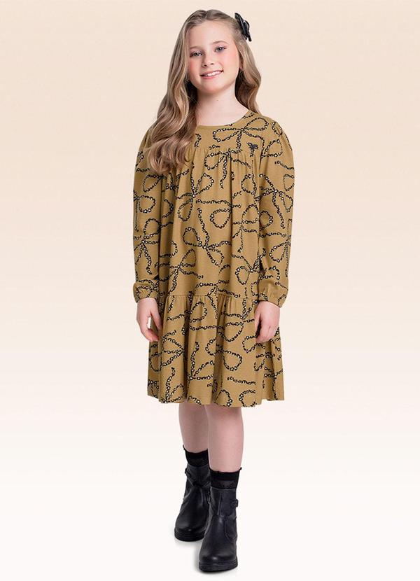 Vestido Manga Longa Bege