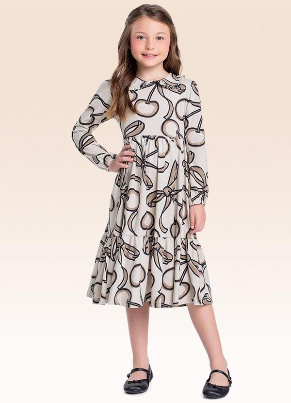 Vestido Manga Longa Bege