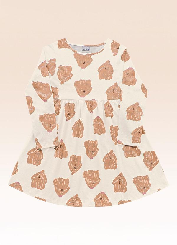 Vestido Manga Longa Bege