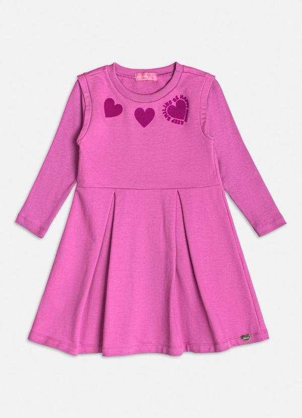Vestido Manga Longa com Corações Roxo