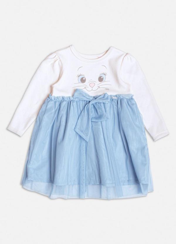 Vestido Manga Longa da Marie com Tule Azul