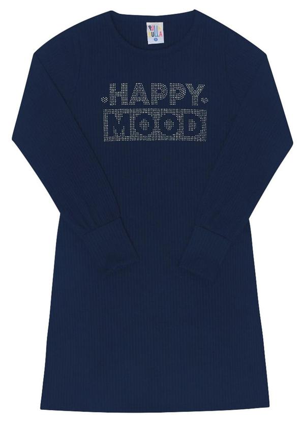 Vestido Manga Longa Menina Azul