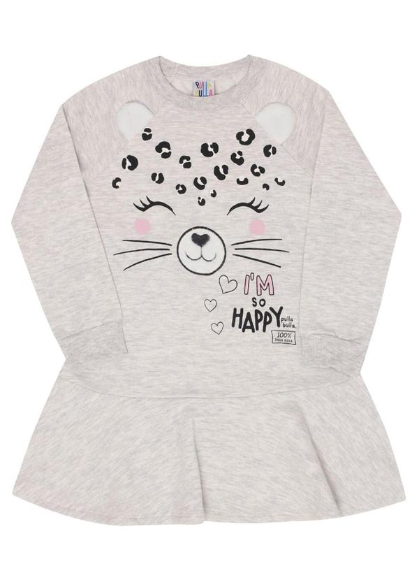 Vestido Manga Longa Menina Cinza