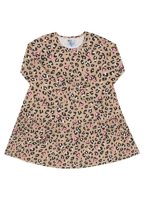 Vestido Manga Longa Menina Marrom